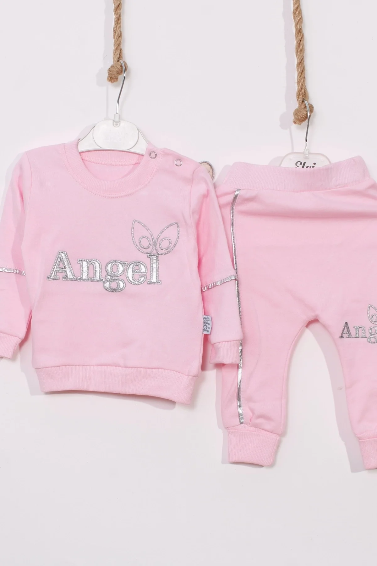 Angel Kanat Detaylı % 100 Pamuk Kız Bebek Takımı görsel 3