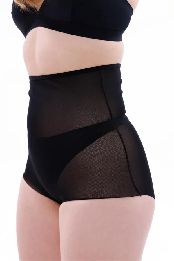 Siyah Lazer Kesim Tül Toparlayıcı Slip Hayalet Külot Korse görsel 3