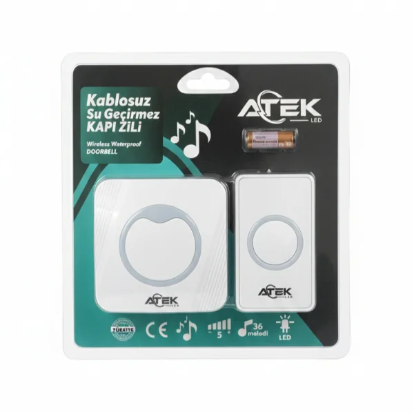 Beyaz Kablosuz Su Geçirmez Kapı Zili görsel 3