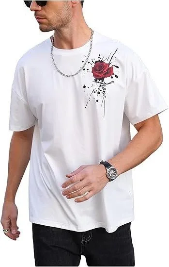 Erkek Bisiklet Yaka Kısa Kol Baskılı T-shirt - Beyaz görsel 2