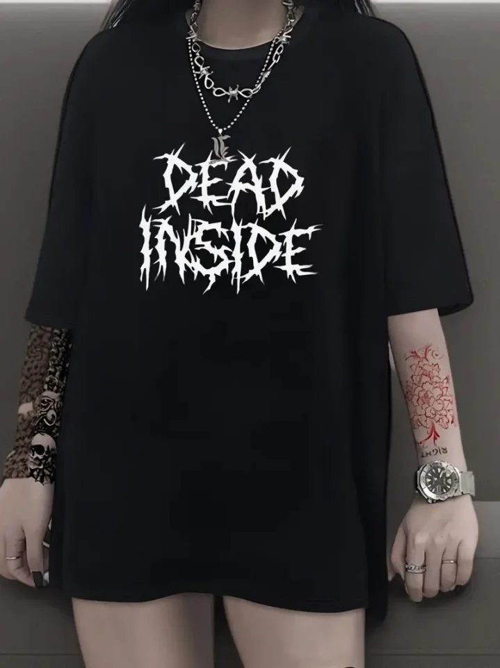Baskılı Oversize Bisiklet Yaka T-shirt - Siyah