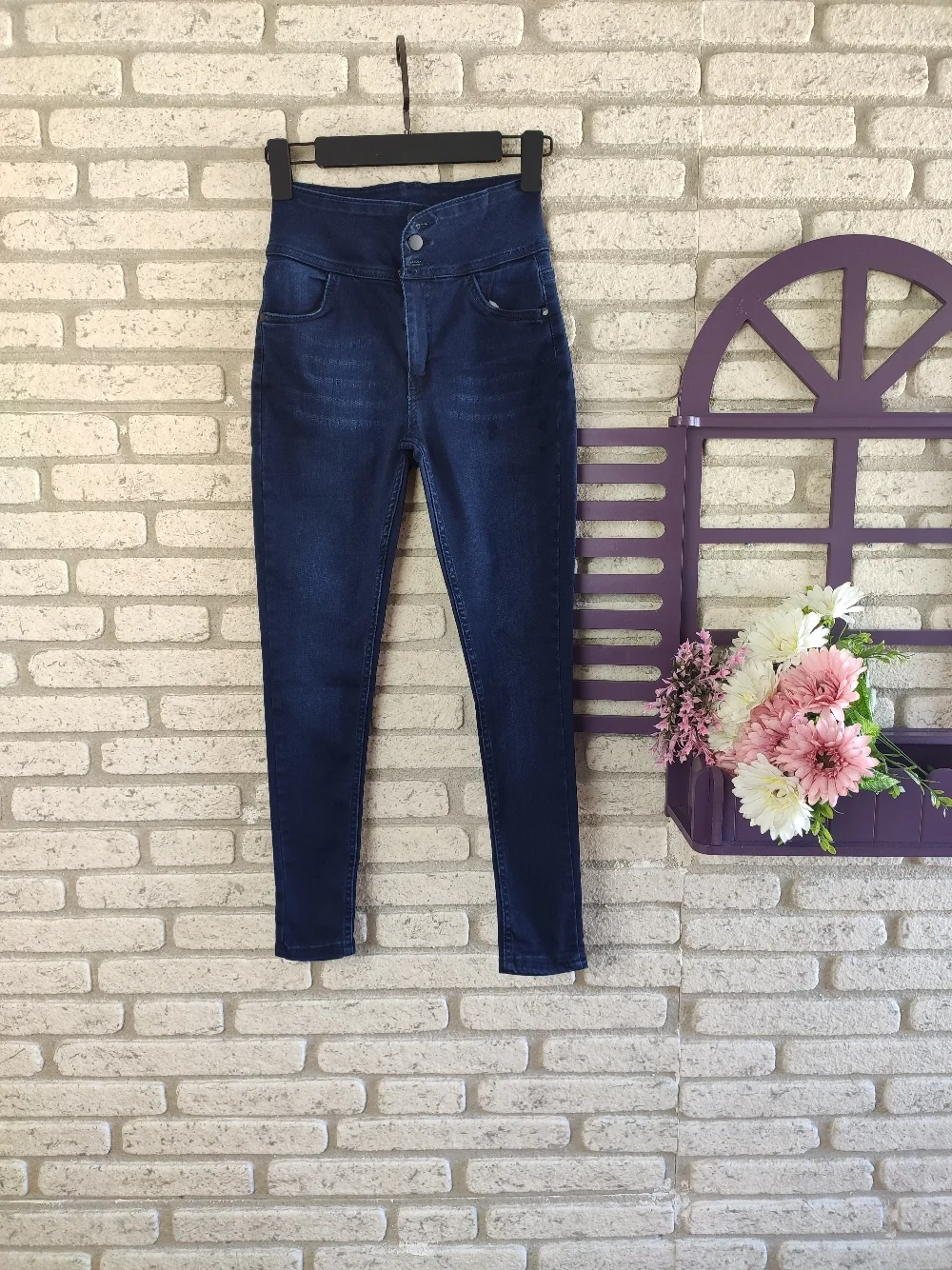 Yüksek Bel Likralı Jean Pantolon 90 Cm görsel 2