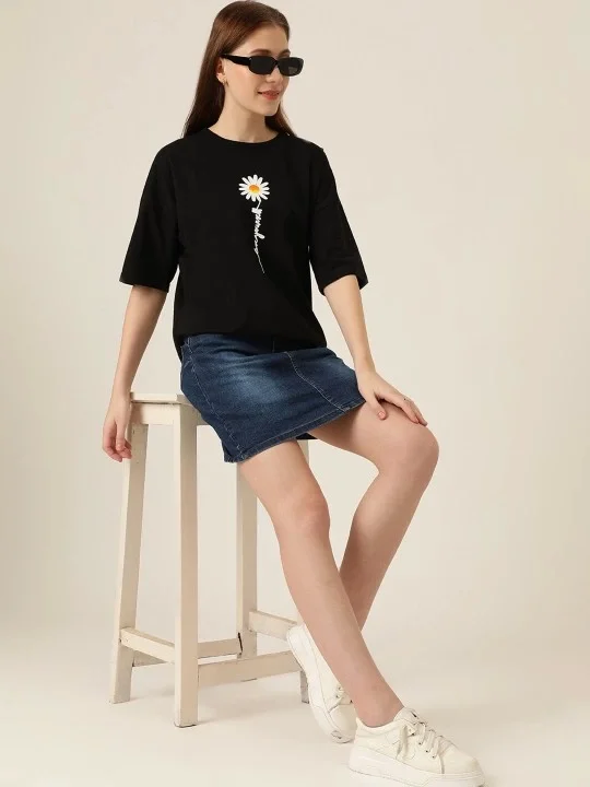 Baskılı T-shirt - Siyah görsel 2