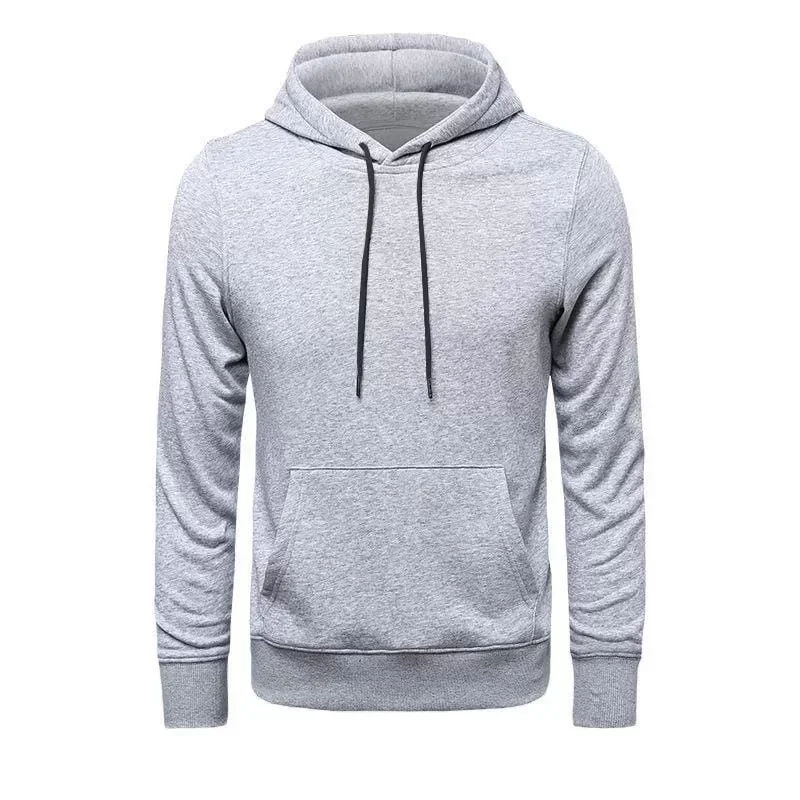 Erkek Uzun Kol Kapşonlu Basic Sweatshirt Hoodie - Gri görsel 2