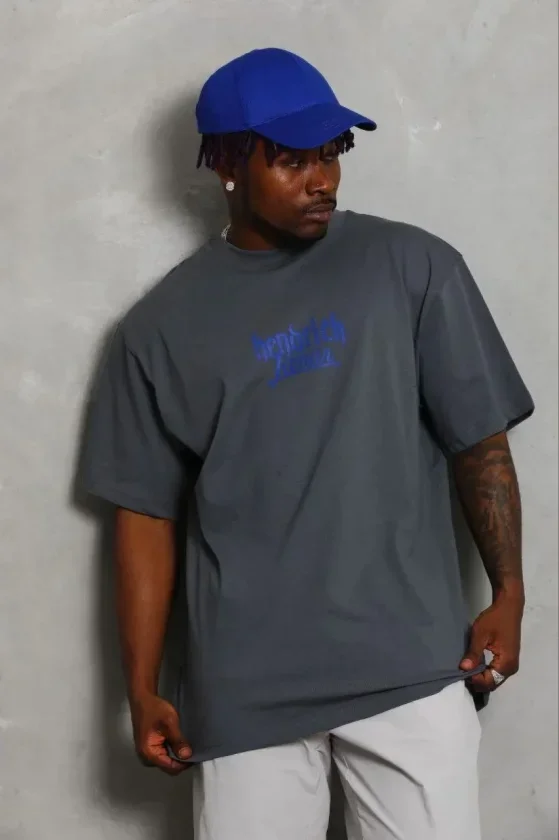 Erkek Baskılı T-Shirt Kısa Kol Bisiklet Yaka Regular Fit Rahat Kalıp Günlük Tişört - Füme