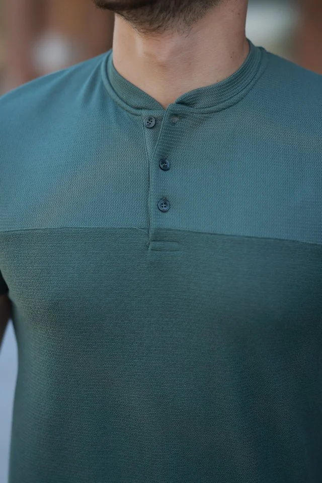 Erkek Hakim Yakalı Kısa Kollu Pamuklu T-shirt görsel 3