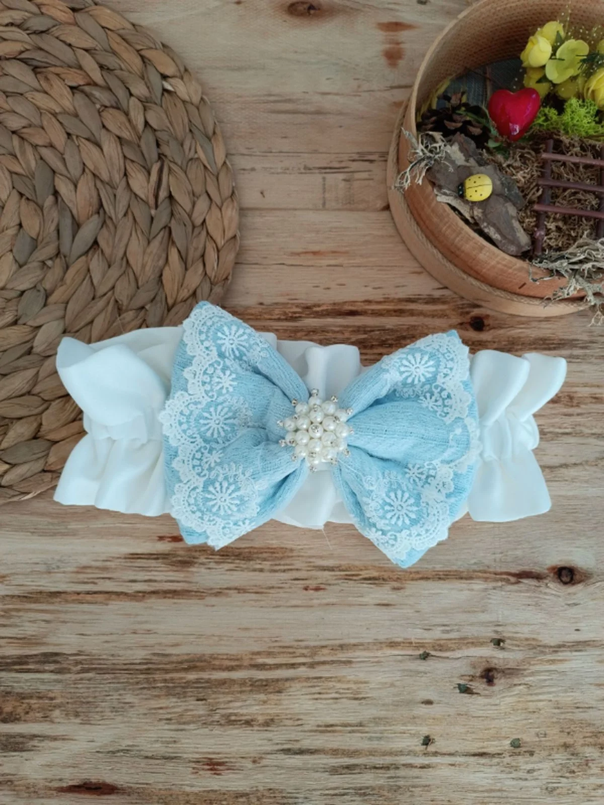 Yenidoğan Teri Cotton Taç Nakışlı Prizma Taş Kundak Bebek Battaniyesi Mavi görsel 5