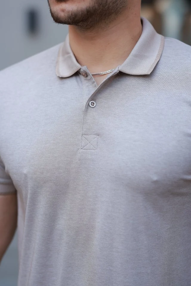 Erkek Yakalı Kagi Kumaş Kısa Kollu T-shirt görsel 3