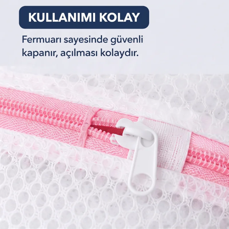 Çamaşır Yıkama Filesi - 40x50 cm - Fermuarlı - Tekrar Kullanılabilir görsel 4