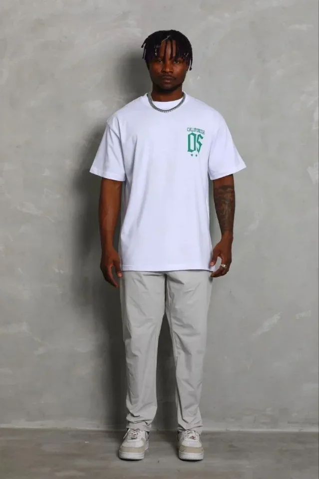 Erkek Baskılı T-Shirt Kısa Kol Bisiklet Yaka Regular Fit Rahat Kalıp Günlük Tişört - Beyaz görsel 2