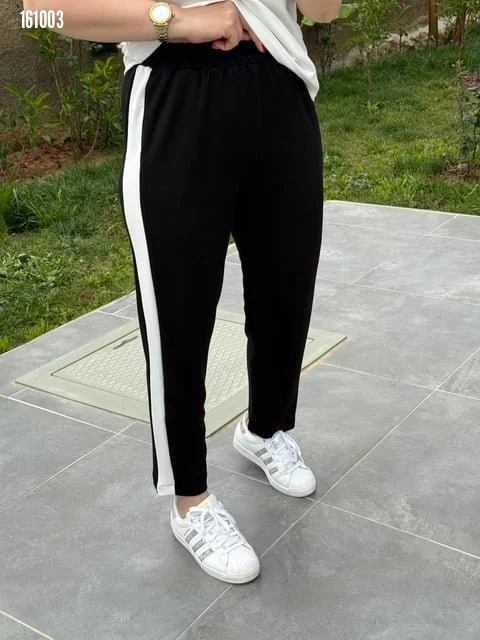 Kadın Kısa Kollu Modal Dokulu Kumaş Yanı şeritli Takım görsel 4