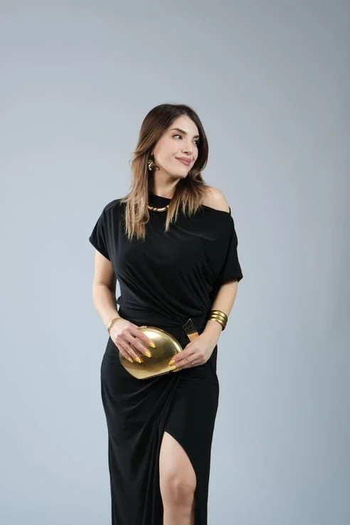 Kadın Kısa Kollu Tek Omuzdan Açık Beli Lastikli Sandy Maxi Elbise görsel 6