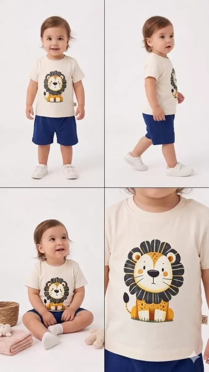 6/24 Ay Keten Şortlu Basic Bebek Takımı