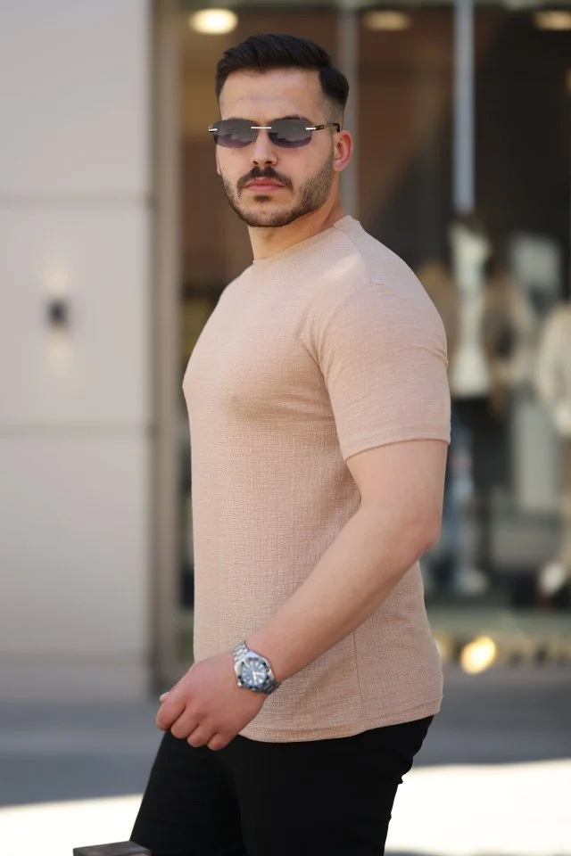 Erkek Ağaç Kabuğu Desenli Kısa Kollu T-shirt görsel 2