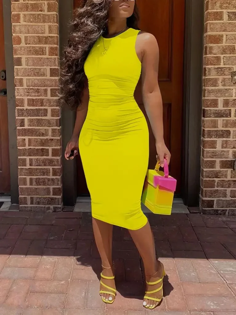 Kadın Bodycon Midi Boy Dalgıç Elbise görsel 3