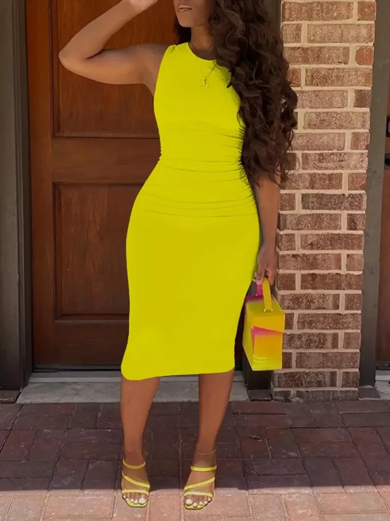 Kadın Bodycon Midi Boy Dalgıç Elbise görsel 2