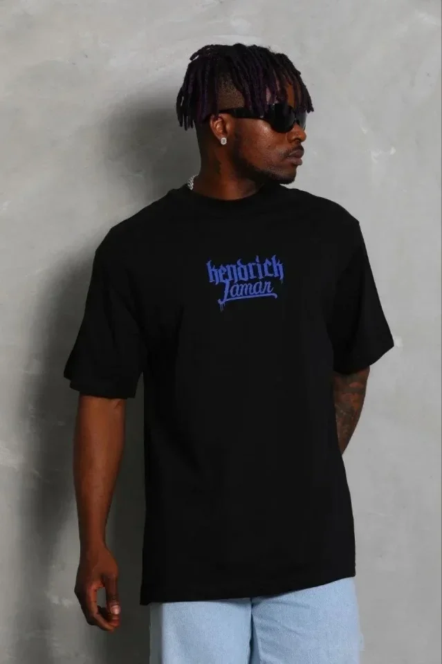 Erkek Baskılı T-Shirt Kısa Kol Bisiklet Yaka Regular Fit Rahat Kalıp Günlük Tişört - Siyah görsel 2