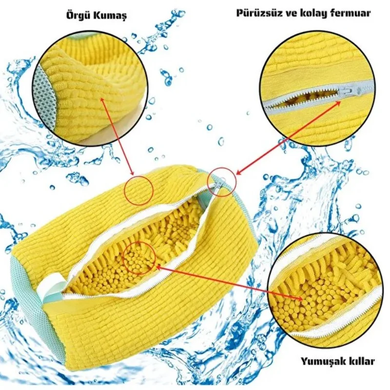 Ayakkabı Yıkama Torbası - Mikrofiber Astarlı - Fermuarlı - Geniş Kullanım Alanı görsel 5