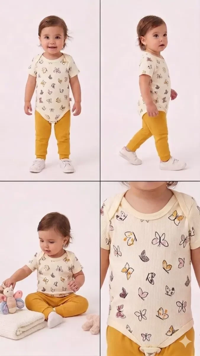 6/18 Ay Baskılı Zıbınlı Penye Bebek Takımı