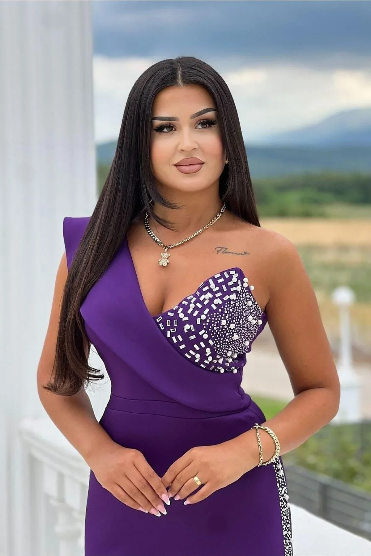 Kadın Tek Omuz Yırtmaçlı Abiye Elbise görsel 2