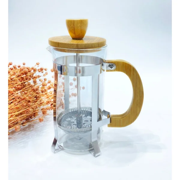 Ahşap Detaylı 350 ml Cam French Press görsel 4