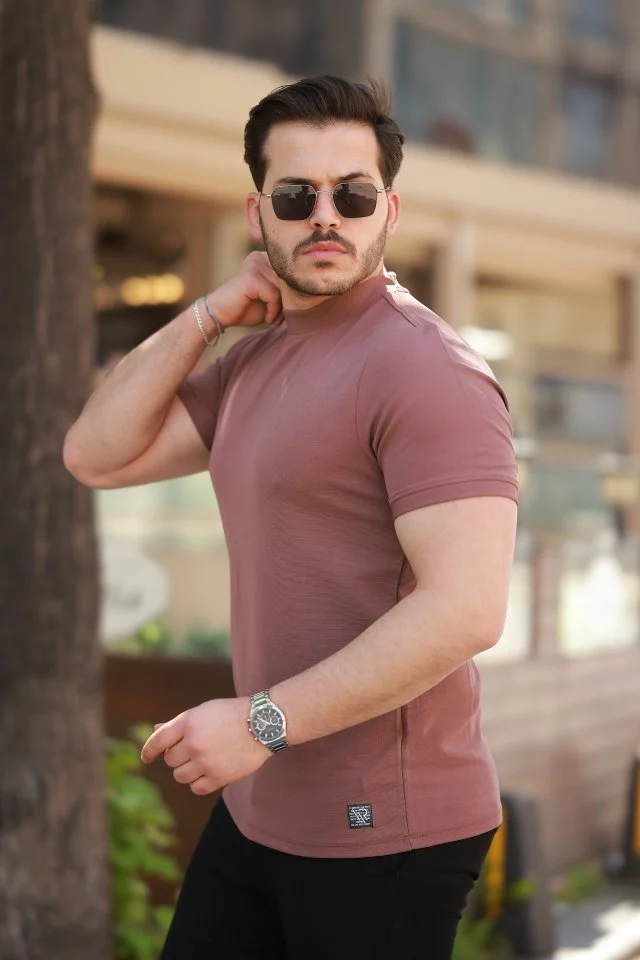 Erkek Yarım Balıkçı Yaka Kısa Kollu T-shirt görsel 2