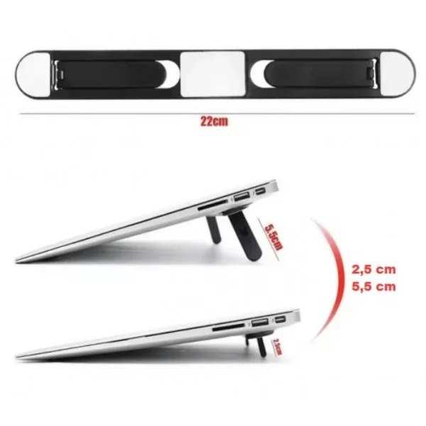 Siyah 2 Kademeli Katlanabilir ve Yapışkanlı Laptop Standı görsel 2