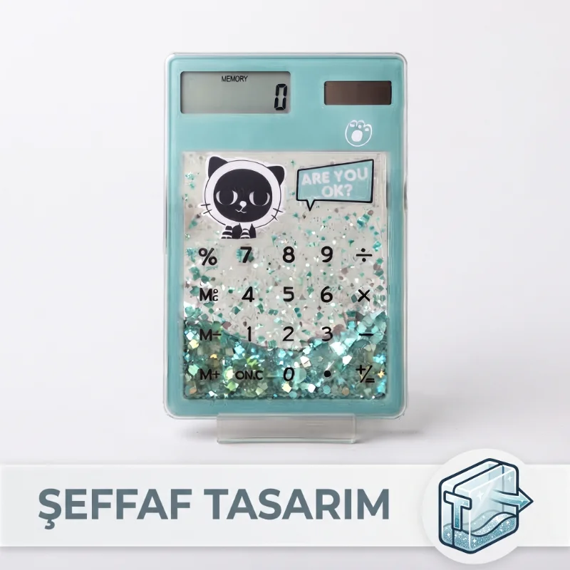 Şeffaf Hesap Makinesi - Sevimli Simli Tasarım görsel 2