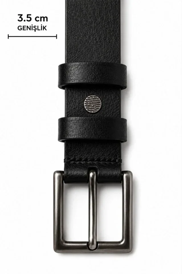 Erkek Hakiki Deri 3.5 Cm Klasik Kemer Metal Tokalı Günlük Ve Klasik Kullanım görsel 2