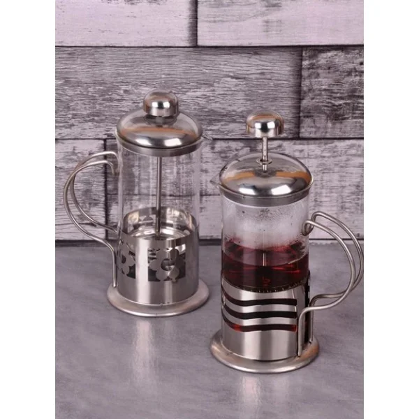 Çelik Kulplu Cam French Press - 350 ml görsel 5
