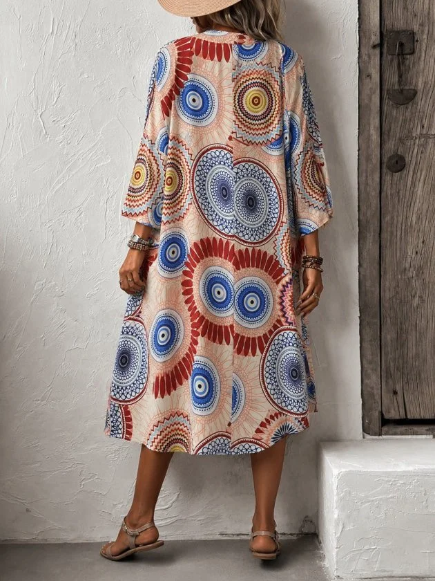Kadın Kısa Kollu önü Açık Belden Kuşaklı Uzun Kimono görsel 2