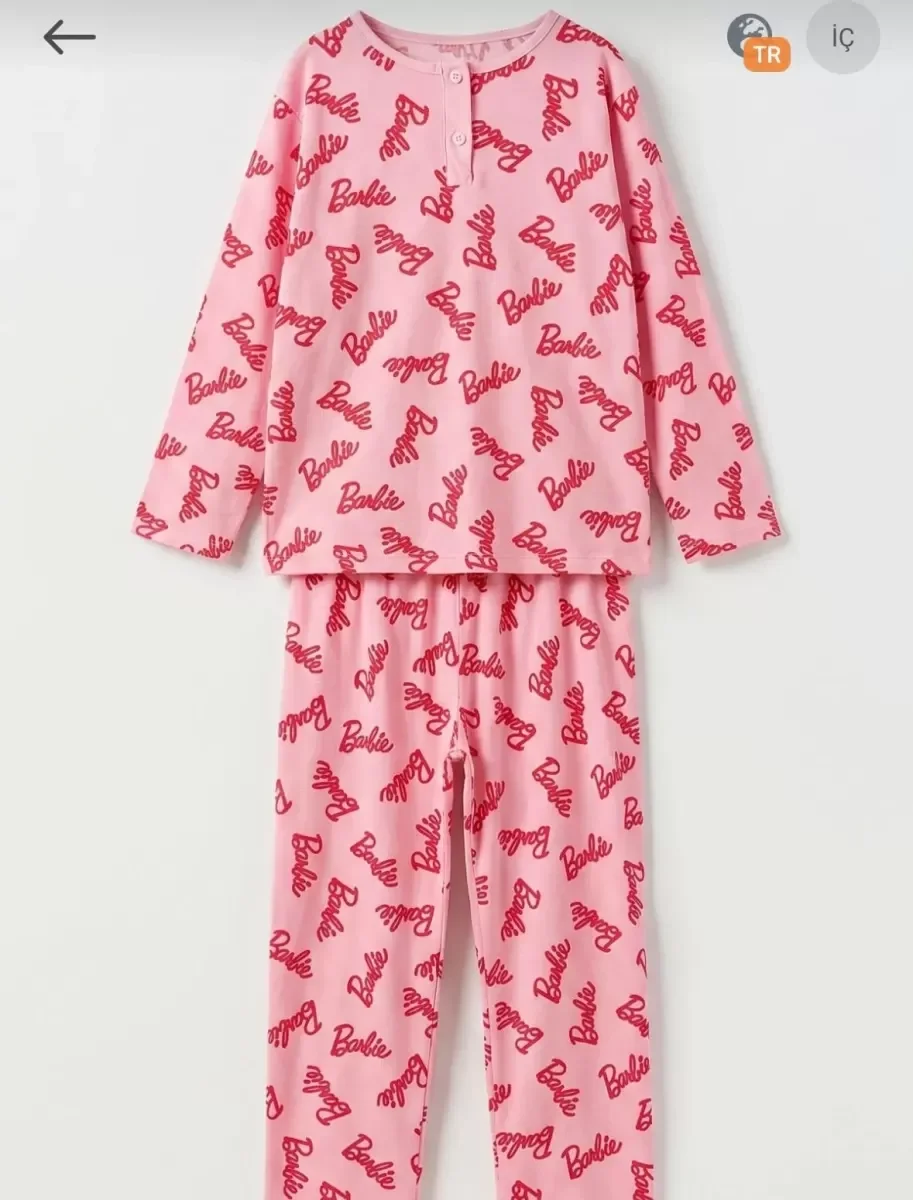 6/14 Yaş Yazı Baskılı Pamuk Penye Çocuk Pijama Takımı görsel 2