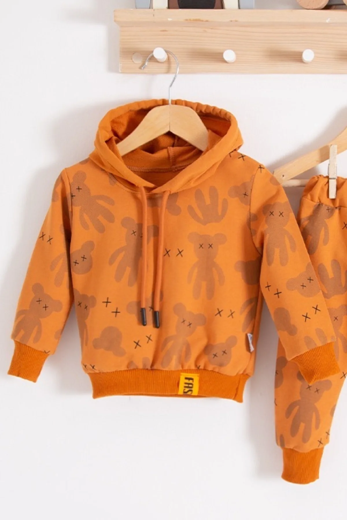 Cool Bear Kapüşonlu % 100 Pamuk Erkek Bebek Takımı görsel 2