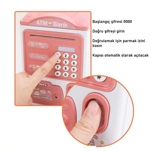 Parmak İzi ve Şifreli Elektronik ATM Kumbara görsel 2