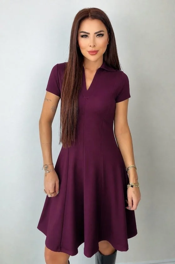 Kadın Kısa Kollu V Yakalı Kısa Modal Elbise görsel 4