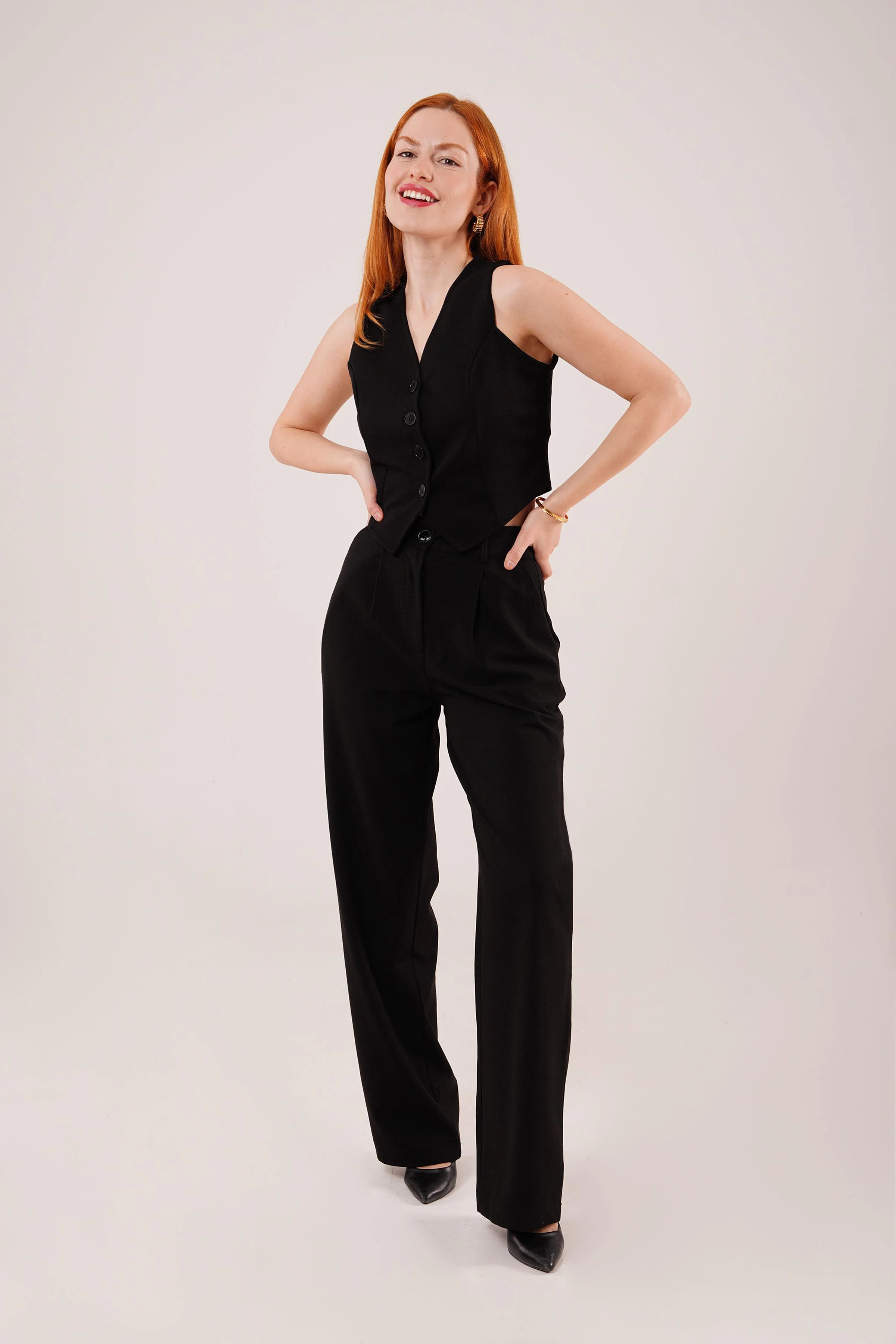 Premium Model Oturtmalı Siyah Pantolon görsel 2