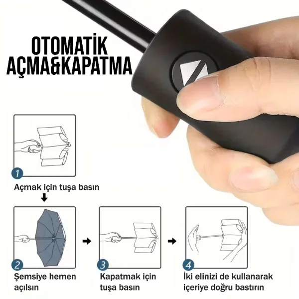 Bordo Kılıflı Otomatik Kompakt Şemsiye görsel 5