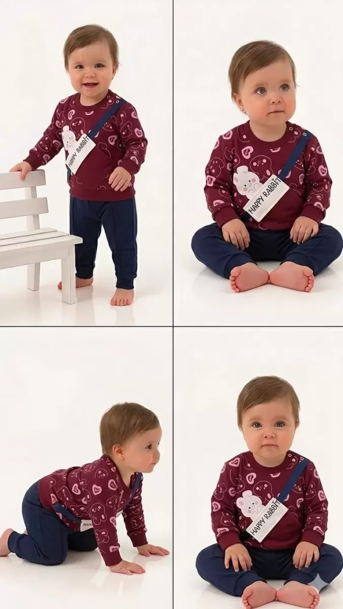6/24 Ay Baskılı Penye Bebek Takımı