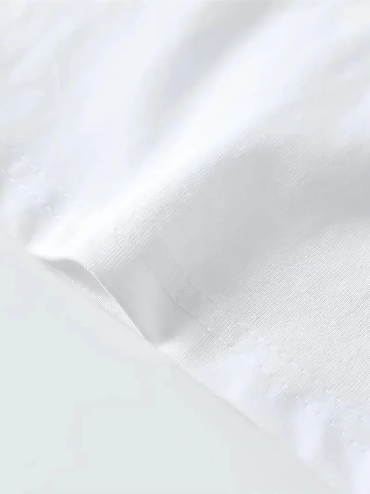 Baskılı Oversize Bisiklet Yaka T-shirt - Beyaz görsel 4