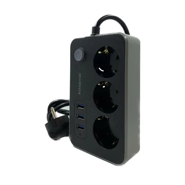 Akım Korumalı 3 Prizli 3 USB Girişli Uzatma Kablosu görsel 2