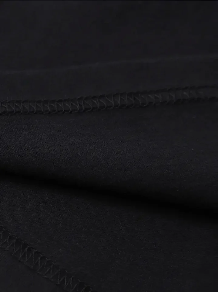 Baskılı Oversize Bisiklet Yaka T-shirt - Siyah görsel 3