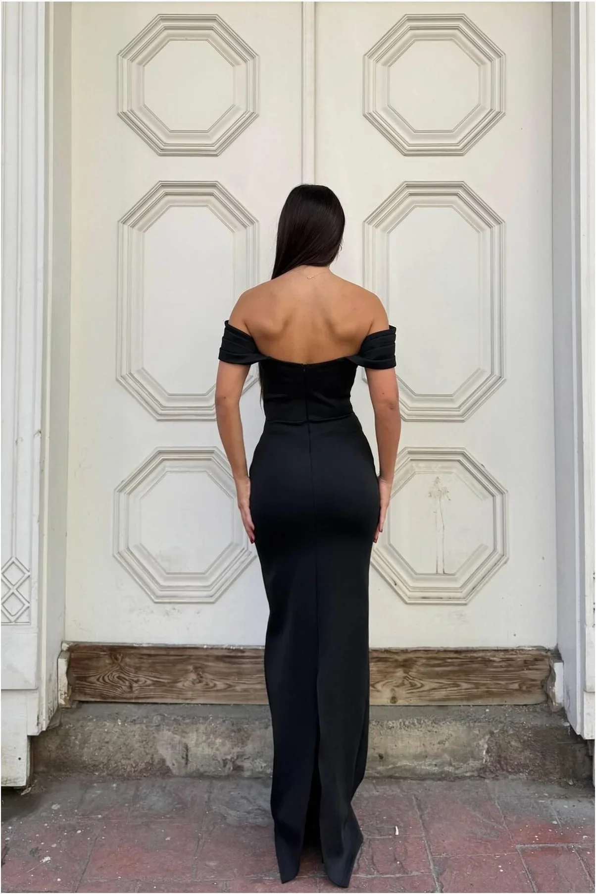 Kadın Modern Dik Yaka Payetli Maxi Uzun Kollu Abiye Elbise görsel 4