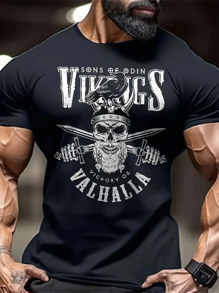 Baskılı Oversize Bisiklet Yaka T-shirt - Siyah