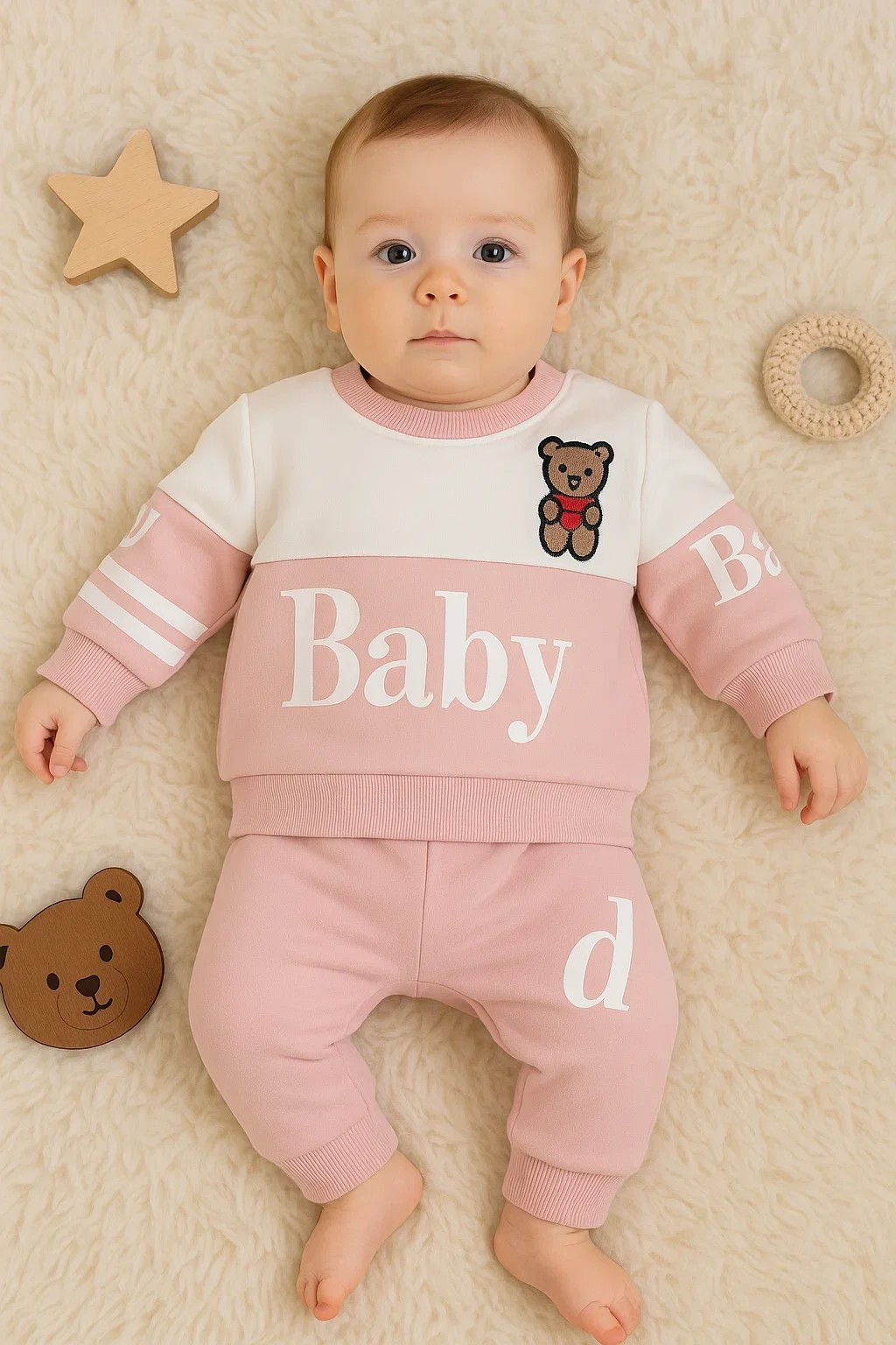 Baby Desenli 2'li % 100 Pamuk Kız Bebek Takımı