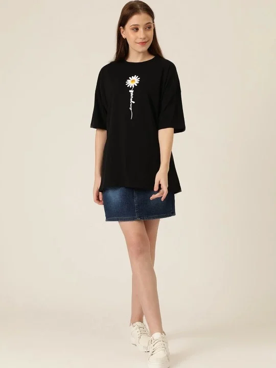 Baskılı T-shirt - Siyah