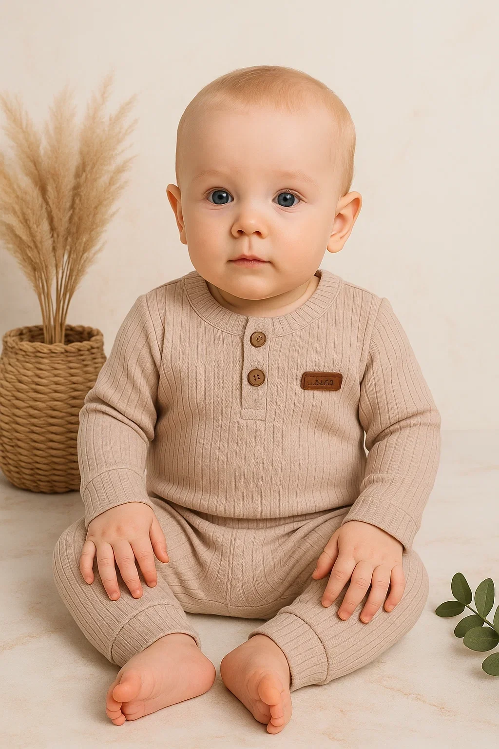 Çizgili Kumaş % 100 Pamuk 2'li Unisex Takım