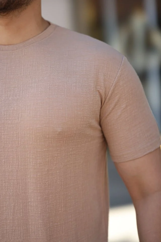 Erkek Ağaç Kabuğu Desenli Kısa Kollu T-shirt görsel 3