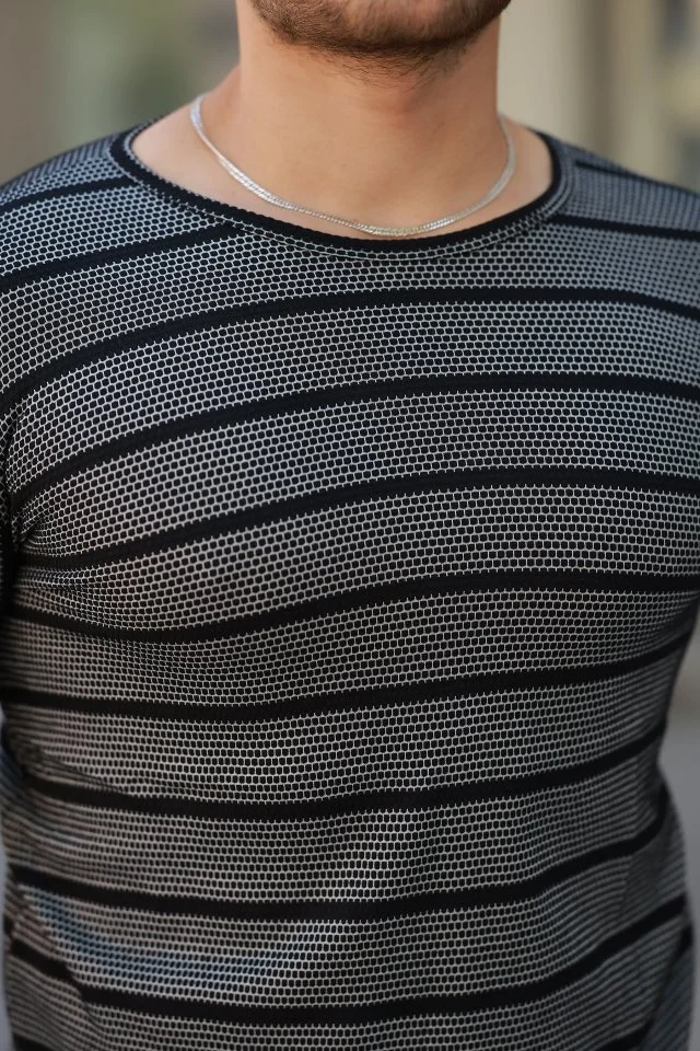 Erkek Petek Desenli Kısa Kollu T-shirt görsel 3