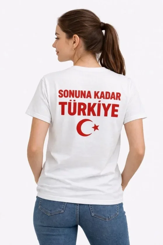 TÜRKİYE Ay Yıldız Baskılı Taraftar Forma T-Shirt - Beyaz