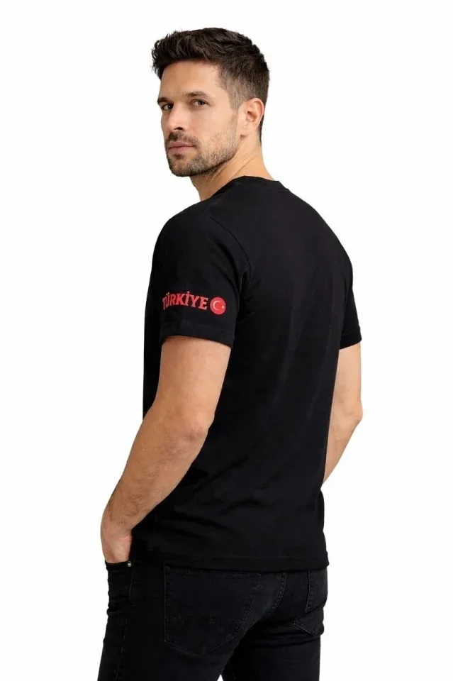 Erkek TÜRKİYE Ay Yıldız Baskılı 10 Numara Forma Tişört Taraftar T-Shirt - Siyah görsel 2